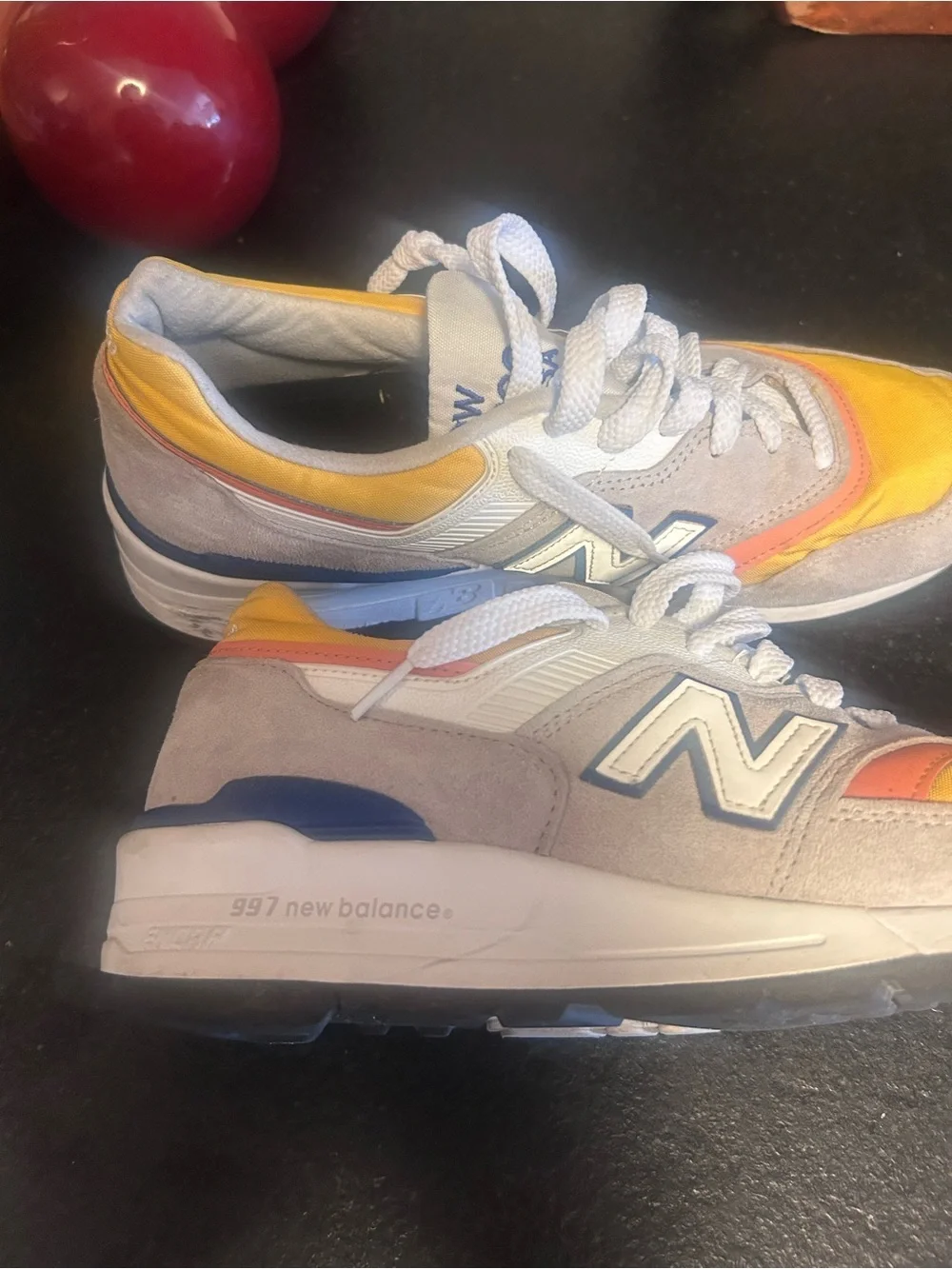 New Balance Grey, Yellow & Coral Sneakers 997 2020 Size 10